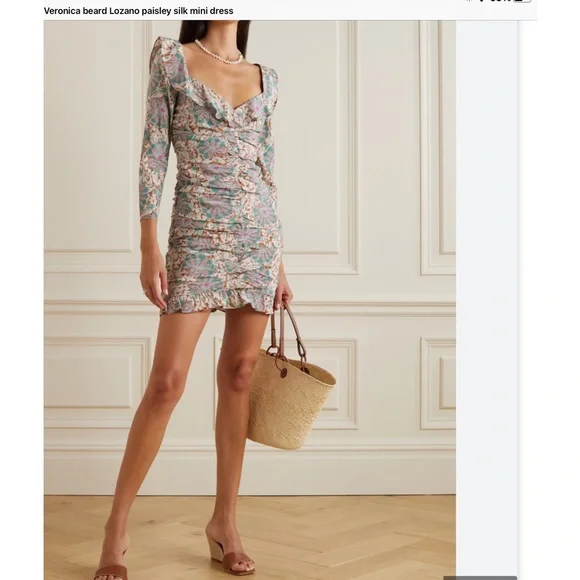 veronica beard ruched dress Veronica Beard Teagan Ruched Stretch-Silk Dress